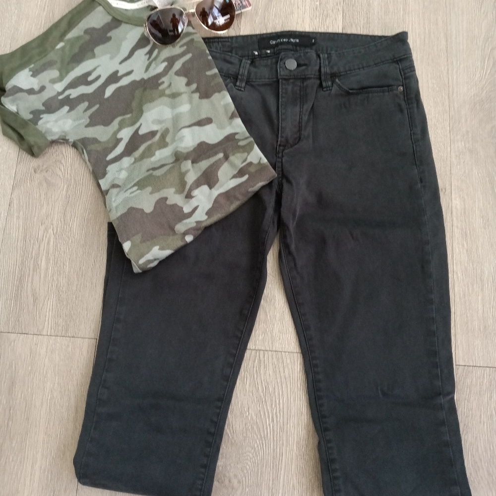 Vintage Y2K Calvin Klein Jeans Women Black High Waist Straight Slim leg pants